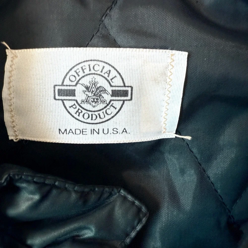 Vintage Michelob Beer Bomber Jacket Mens‎ L Black Made in USA Zip Up